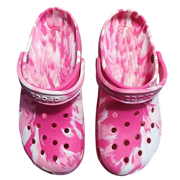 Crocs Pink Tie Dye Slip On Clog Unisex Shoes M9 W11 - Picture 1 of 7